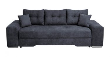 Canapea AMALIA extensibila, 3 locuri, cu arcuri si lada depozitare, gri inchis, 256x100x80 cm