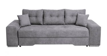 Canapea AMALIA extensibila, 3 locuri, cu arcuri si lada depozitare, gri deschis, 256x100x80 cm
