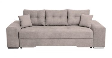 Canapea AMALIA extensibila, 3 locuri, cu arcuri si lada depozitare, bej, 256x100x80 cm
