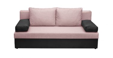 Canapea ANA extensibila, 3 locuri, cu lada depozitare, gri antracit + roz, 185x82x80 cm