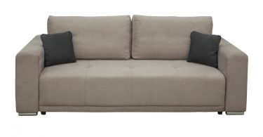 Canapea BERNA extensibila, 3 locuri, cu arcuri si lada depozitare, nisip, 238x108x77 cm