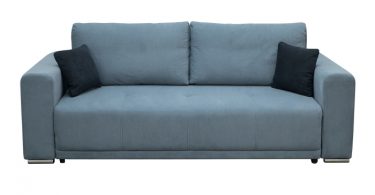 Canapea BERNA extensibila, 3 locuri, cu arcuri si lada depozitare, albastru, 238x108x77 cm