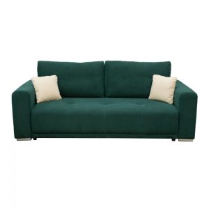 Canapea BERNA extensibila, 3 locuri, cu arcuri si lada depozitare, verde, 238x108x77 cm
