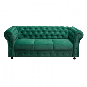 Canapea CHESTERFIELD fixa, 3 locuri, cu arcuri, verde, 205x90x80 cm