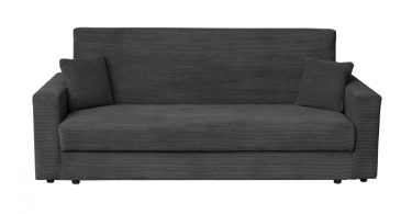 Canapea CORINNE LUX extensibila, 3 locuri, cu lada depozitare, gri inchis, 220x90x96 cm