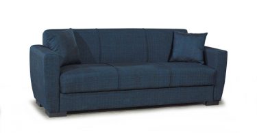 Canapea DOLCE extensibila, 3 locuri, cu arcuri si lada depozitare, albastru, 214x73x80 cm