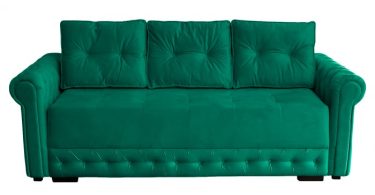 Canapea ERIKA extensibila, 3 locuri, cu arcuri si lada depozitare, verde, 240x110x80 cm
