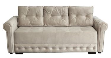 Canapea ERIKA extensibila, 3 locuri, cu arcuri si lada depozitare, crem, 240x110x80 cm