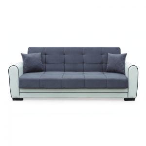 Canapea extensibila VIOLA, 3 locuri, cu arcuri si lada pentru depozitare, alb + gri, 228x85x85 cm