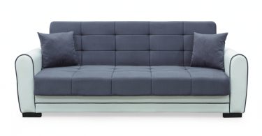 Canapea extensibila VIOLA, 3 locuri, cu arcuri si lada pentru depozitare, alb + gri, 228x85x85 cm