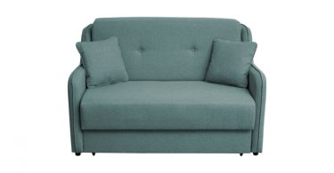 Canapea GALA extensibila, 2 locuri, cu arcuri si lada depozitare, gri albastrui, 143x98x98 cm