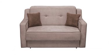 Canapea GENOVA 2L extensibila, 2 locuri, cu arcuri si lada depozitare, bej + maro, 155x100x100 cm