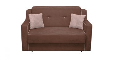 Canapea GENOVA 2L extensibila, 2 locuri, cu arcuri si lada depozitare, maro + bej, 155x100x100 cm