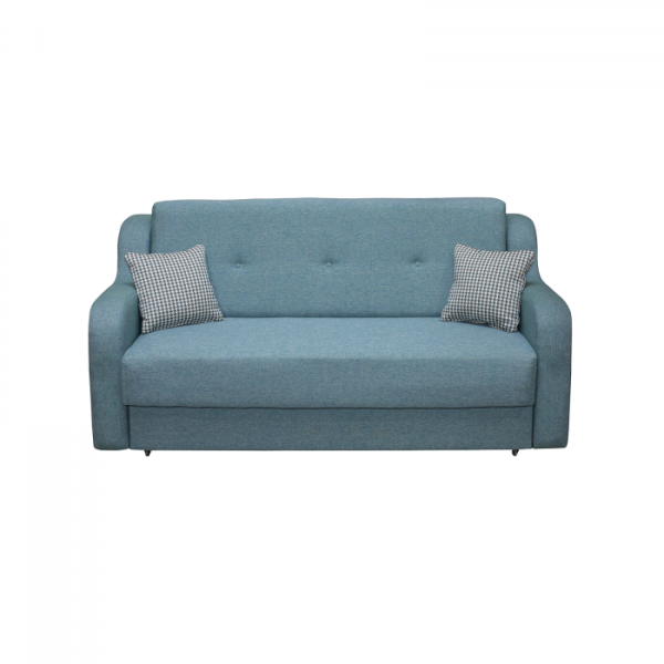 Canapea GINA XL extensibila, 3 locuri, cu arcuri si lada depozitare, albastru, 190x95x95 cm