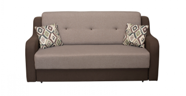 Canapea GINA XL extensibila, 3 locuri, cu arcuri si lada depozitare, maro + crem, 190x95x95 cm