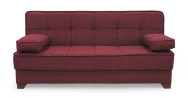 Canapea LEON II extensibila, 3 locuri, cu arcuri si lada depozitare, bordo, 190x82x88 cm