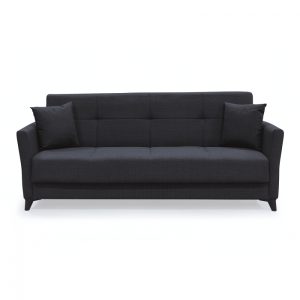 Canapea LOREN extensibila, 3 locuri, cu arcuri si lada depozitare, gri inchis, 203x85x85 cm