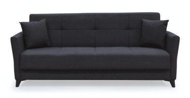 Canapea LOREN extensibila, 3 locuri, cu arcuri si lada depozitare, gri inchis, 203x85x85 cm