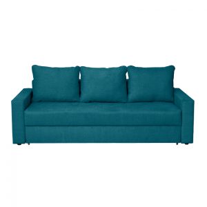 Canapea NICO II 3L extensibila, 3 locuri, cu arcuri si lada depozitare, turcoaz, 220x85x75 cm