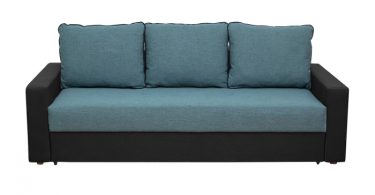 Canapea NICO II 3L extensibila, 3 locuri, cu arcuri si lada depozitare, negru albastrui + albastru, 220x85x75 cm