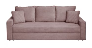 Canapea NICO II LUX extensibila, 3 locuri, cu arcuri si lada depozitare, roz pudra, 220x85x75 cm