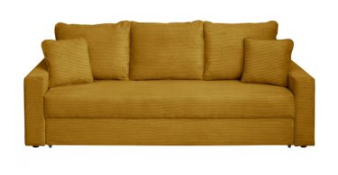 Canapea NICO II LUX extensibila, 3 locuri, cu arcuri si lada depozitare, mustar, 220x85x75 cm