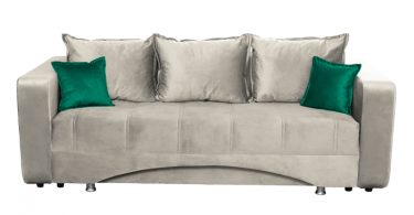 Canapea ROYAL M extensibila, 3 locuri, cu arcuri si lada depozitare, crem + verde, 230x105x80 cm