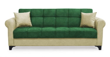 Canapea SALLY extensibila, 3 locuri, cu arcuri si lada depozitare, verde, 217x80x83 cm
