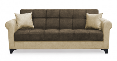Canapea SALLY extensibila, 3 locuri, cu arcuri si lada depozitare, maro, 217x80x83 cm