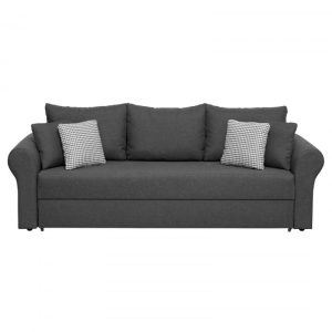 Canapea SARA II extensibila, 3 locuri, cu lada depozitare, gri inchis + MZ mini gri, 235x90x75 cm