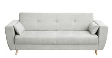 Canapea SIENA extensibila, 3 locuri, cu arcuri si lada depozitare, gri deschis, 230x87x92 cm