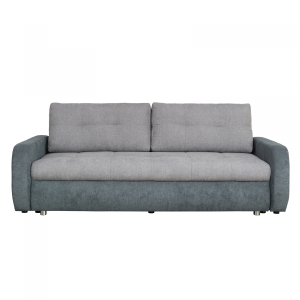 Canapea SIGMA extensibila, 3 locuri, cu arcuri si lada depozitare, gri inchis + gri deschis, 222x105x91 cm