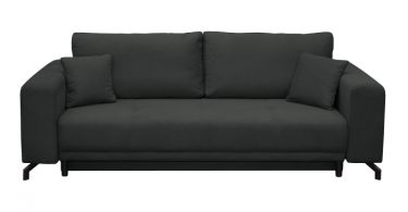 Canapea VEGA POINT extensibila, 3 locuri, cu arcuri si lada depozitare, gri inchis, 237x110x73 cm