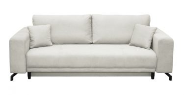 Canapea VEGA POINT extensibila, 3 locuri, cu arcuri si lada depozitare, crem, 237x110x73 cm