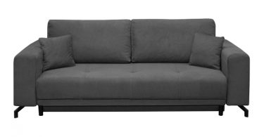 Canapea VEGA POINT extensibila, 3 locuri, cu arcuri si lada depozitare, gri, 237x110x73 cm