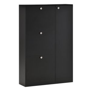 HOMCOM mobilier pentru hol cu ușă pentru pantofi modern din lemn negru 80x24x120cm | Aosom Romania