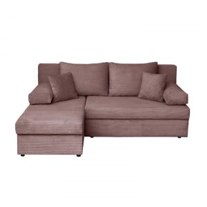 Coltar ANA LUX extensibil, cu lada depozitare, colt interschimbabil, roz pudra, 200x140x83 cm