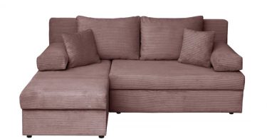 Coltar ANA LUX extensibil, cu lada depozitare, colt interschimbabil, roz pudra, 200x140x83 cm