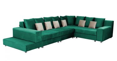Coltar BIANCA modular, verde + crem, 250x390x80 cm