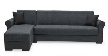 Coltar BORD extensibil, cu lada depozitare, colt interschimbabil, gri, 280x165x84 cm