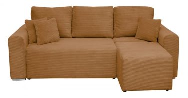 Coltar Canapea BEGA extensibil, cu arcuri si lada depozitare, colt interschimbabil, mustar, 240x153x80 cm