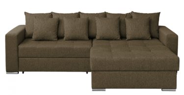 Coltar FELIX extensibil, cu arcuri si lada depozitare, colt interschimbabil, maro, 266x165x90 cm