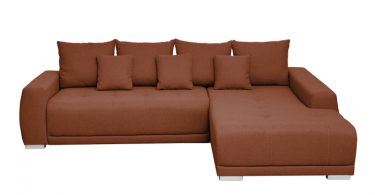 Coltar MARIBO extensibil, cu arcuri si lada depozitare, colt dreapta, ruginiu, 280x204x92 cm