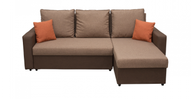 Coltar NICOLE extensibil, cu lada depozitare, colt interschimbabil, maro inchis + maro deschis, 225x145x82 cm