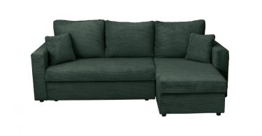 Coltar NICOLE LUX, cu lada depozitare, colt interschimbabil, verde smarald, 225x145x82 cm