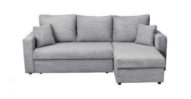Coltar NICOLE LUX, cu lada depozitare, colt interschimbabil, gri, 225x145x82 cm