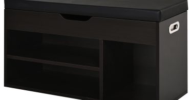 Dulap pentru Patofi care Economisete Spatiu cu Banca de Depozitare Capitonata si Compartimente Deschise 80x30x45cm, Negru HOMCOM | Aosom Romania
