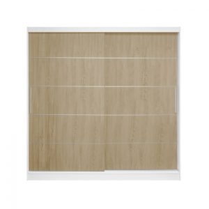 Dulap CORFU 03, usi glisante, corp alb + usi somona, 200x60x200 cm