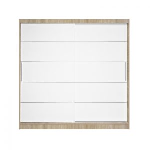 Dulap CORFU 03, usi glisante, corp sonoma + usi alb, 200x60x200 cm
