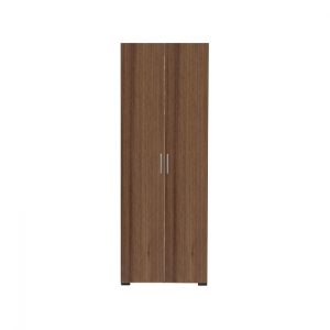 Dulap CORINNE, 2 usi, 1 raft, bara de haine, nuc, cant vanilie, 80x50x188 cm